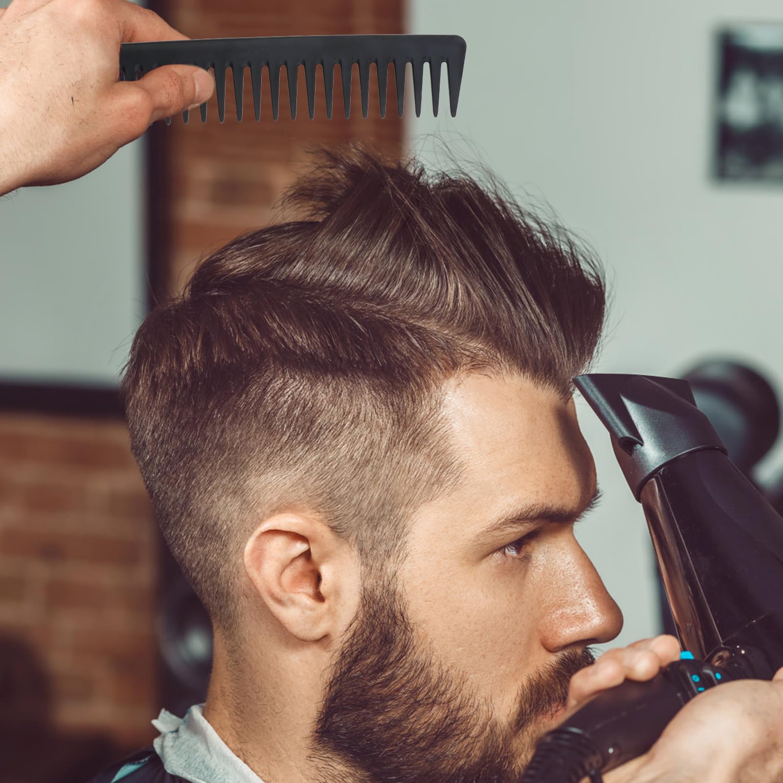 Hair Comb with Big Teeth Premium Carbon Wide Tooth Comb for Hair and Beard with Strong Teeth, Black, Taille standard - Image 4