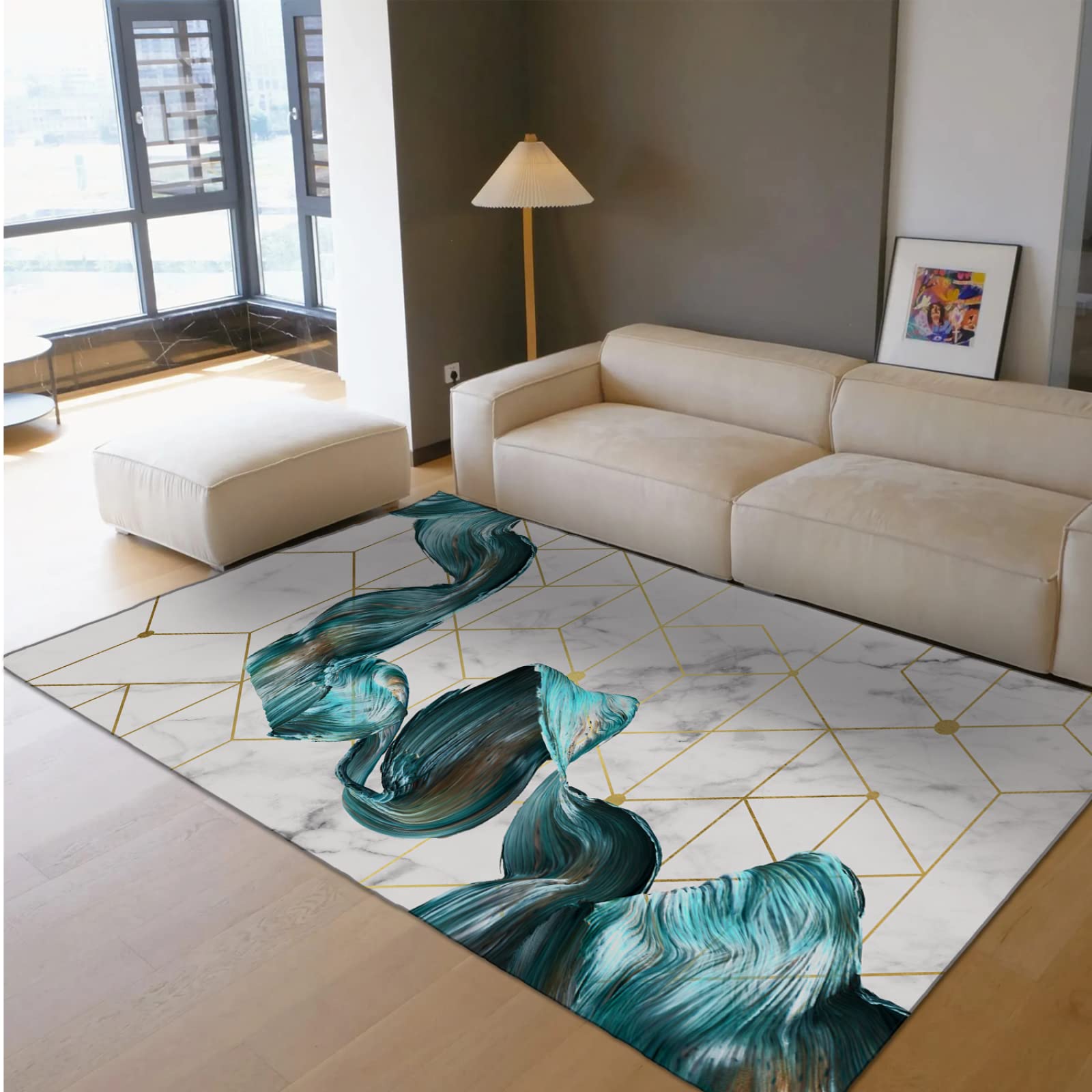 Super miękkie dywaniki do sypialni geometryczna kratka nowoczesna wycieraczka unikalna morska niebieska mata podłogowa antypoślizgowy dywan do wejścia do salonu 10 cm x 15 cm