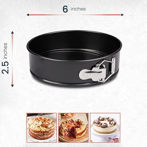 Miniatura 2 de RFAQK Molde para tartas de 6 pulgadas, redondo, antiadherente, con parte inferior extraíble, molde para tartas de queso a prueba de fugas con 50