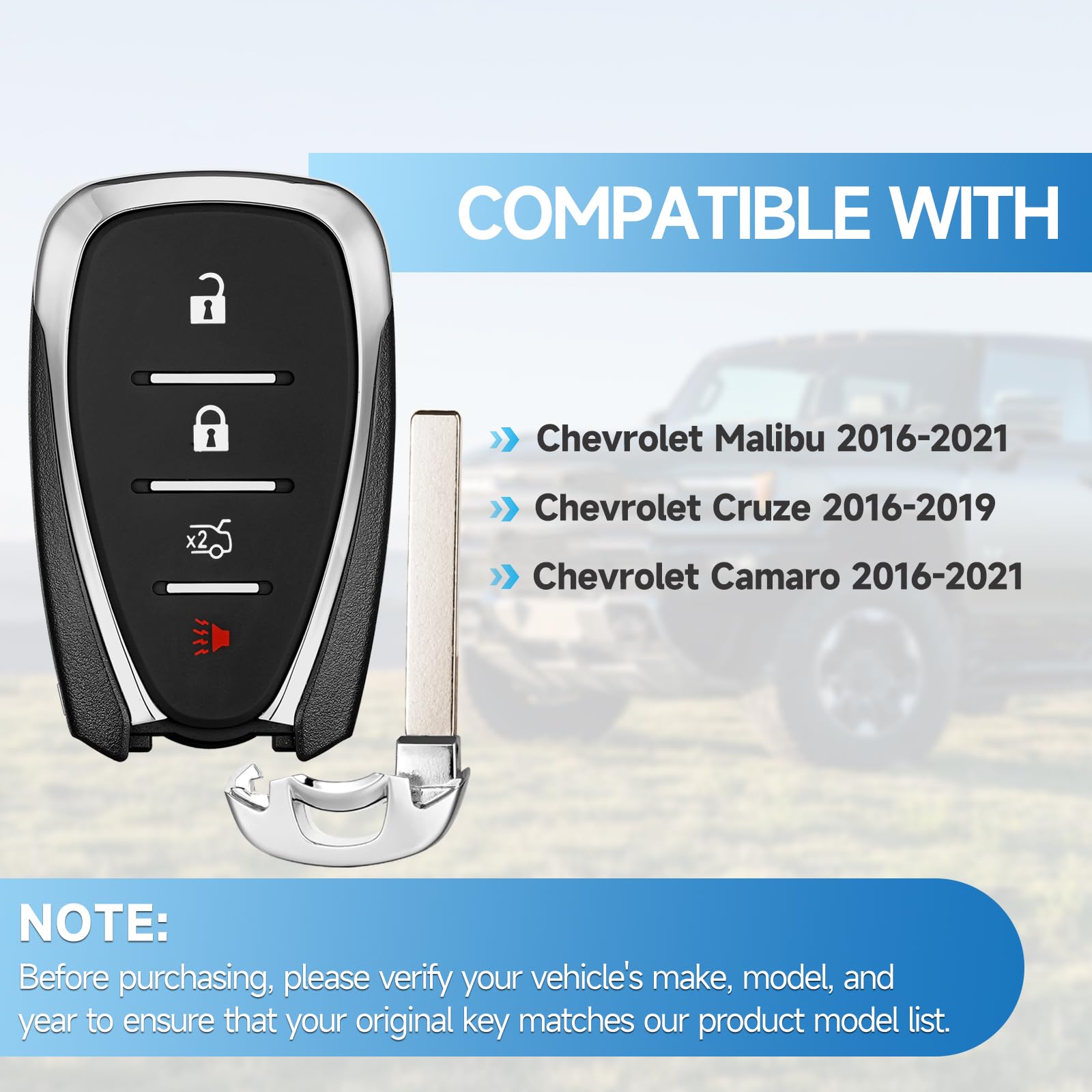 For 2016 2017 2018 2019 Chevy Malibu 433MHz HYQ4EA Smart Keyless - Foto 2