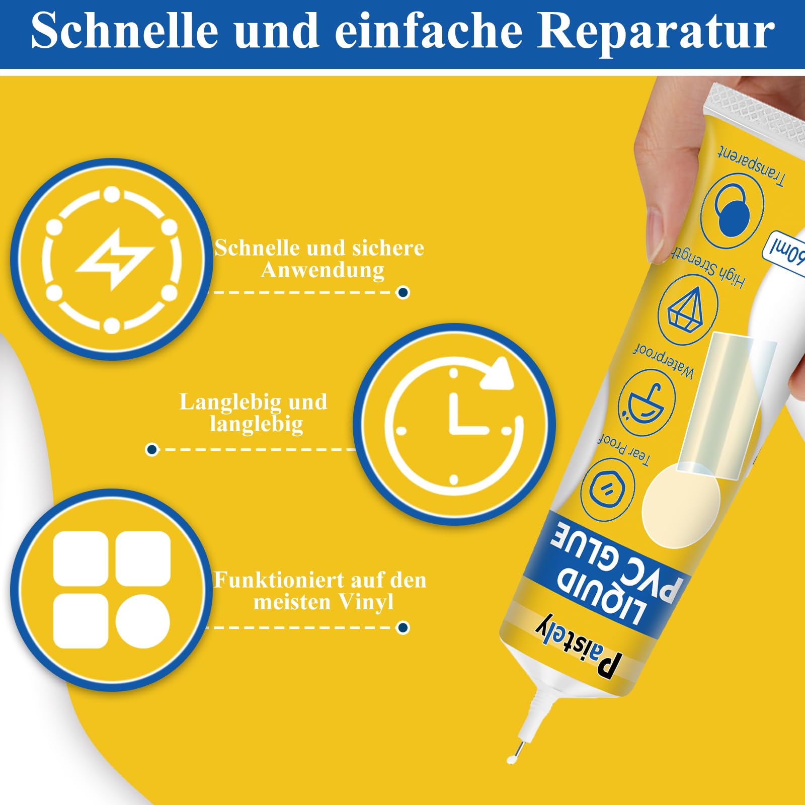 Pool Reparaturset 60ml | Für Aufblasbare Pools & Luftmatratzen | Wasserdichtes Flickzeug