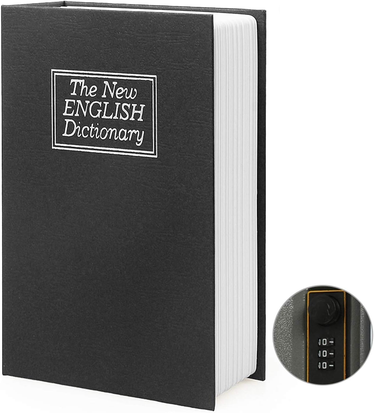 PACOLO Diversion Book Safe Storage Box, Dictionary Secret Safe Can with Security Combination Lock/Key, Diversion Book Hidden Safe (Black Combination)