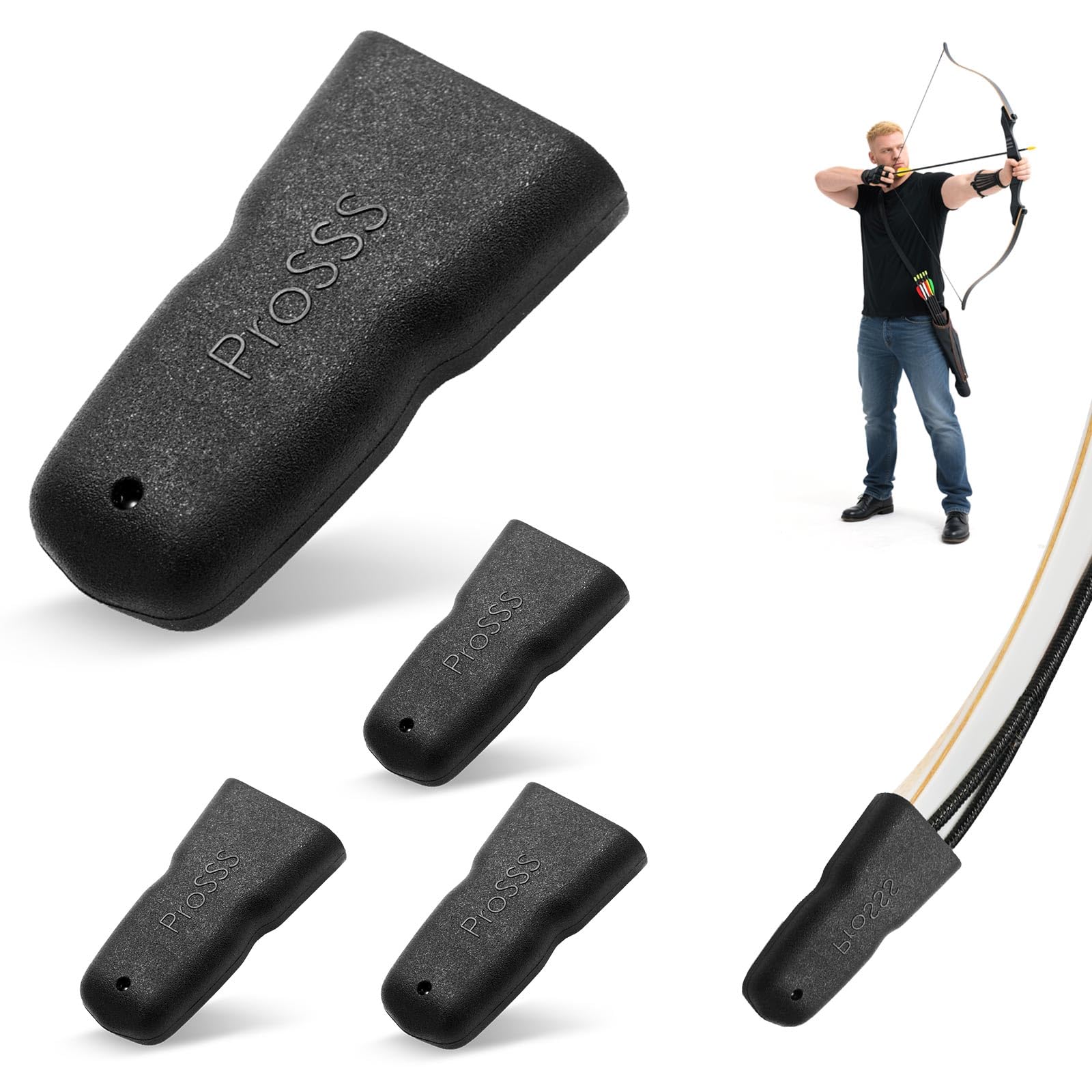 ProSSS Recurve Bow Tip Protector 4 Pack โ Archery Accessories for Recurve Bow & Longbow, Soft Silicone Limb Tip Guard with Vent Holes โ Recurve Bow Accessories for Outdoor Hunting & Target Shooting