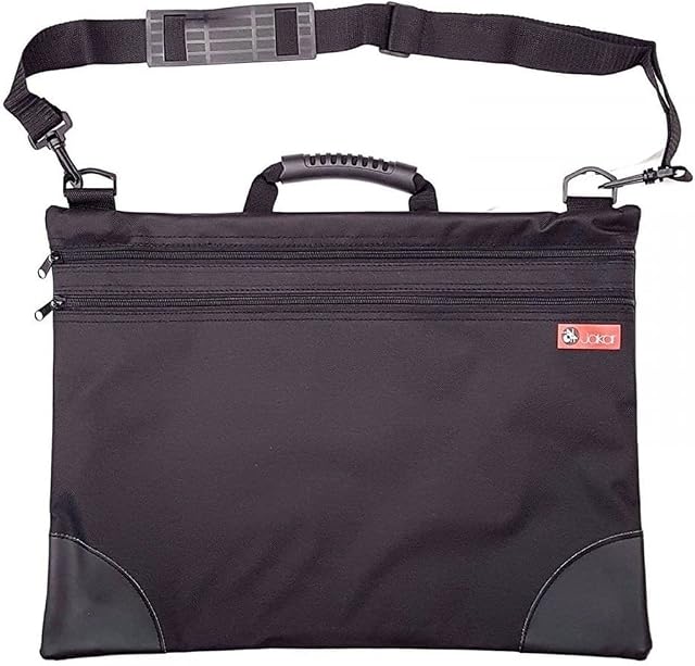Jakar A3 Portfolio Carry Case Art Folder Double Zip Pockets Shoulder Strap Water Resistant Black (A3 37cm x 49cm)