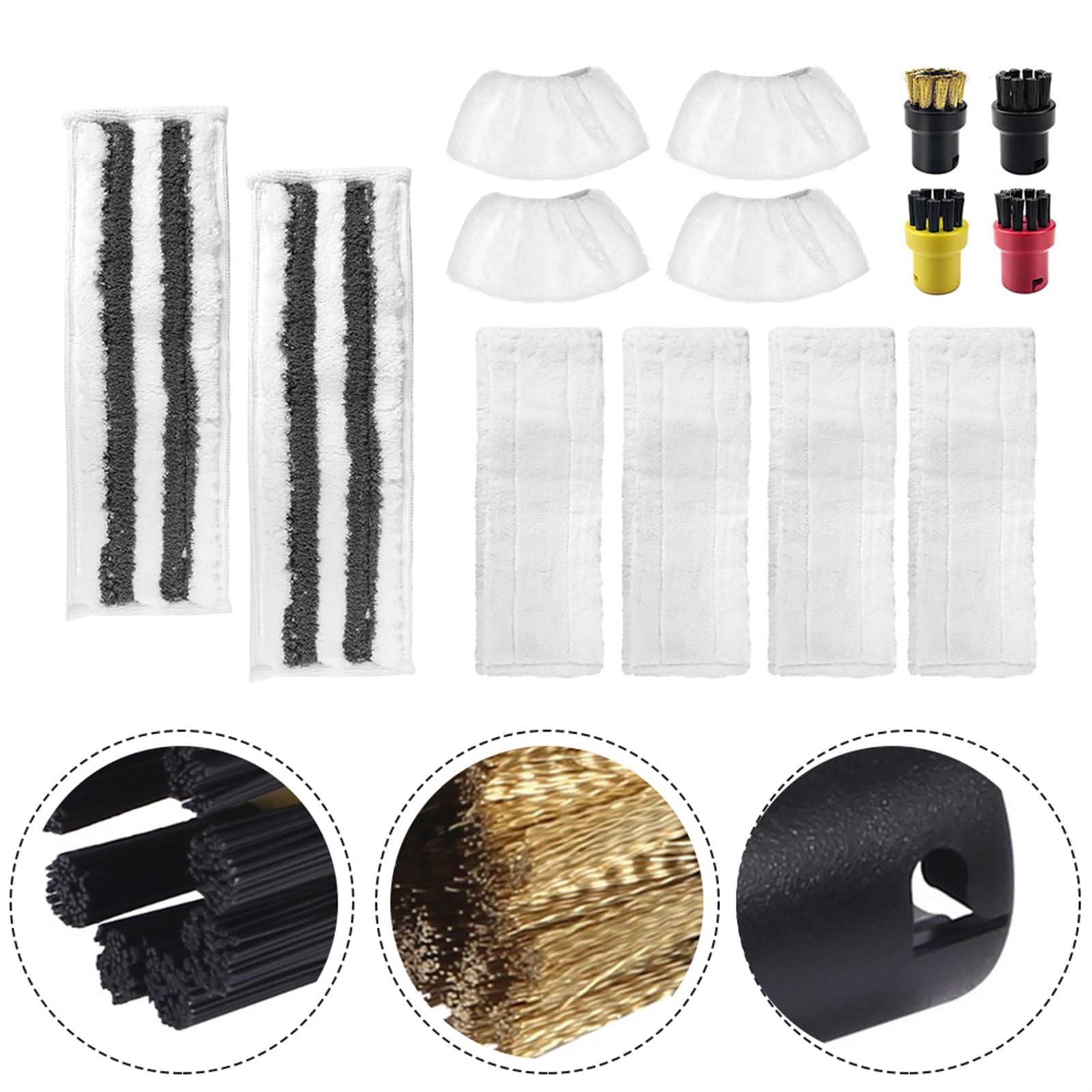 Lot de 4 Chiffons de ponçage en Microfibre for Sol, Housses, brosses Rondes for buse à Main, nettoyeurs Vapeur SC 2/SC 3/SC 4/SC 5 pièce de Rechange pour Nettoyeur Vapeur