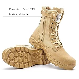 Bottes Tactiques Militaires Homme/femme IODSON - Hauteur 20,3 Cm - Semelle Antidérapante - Fermeture YKK - Cuir/microfibre