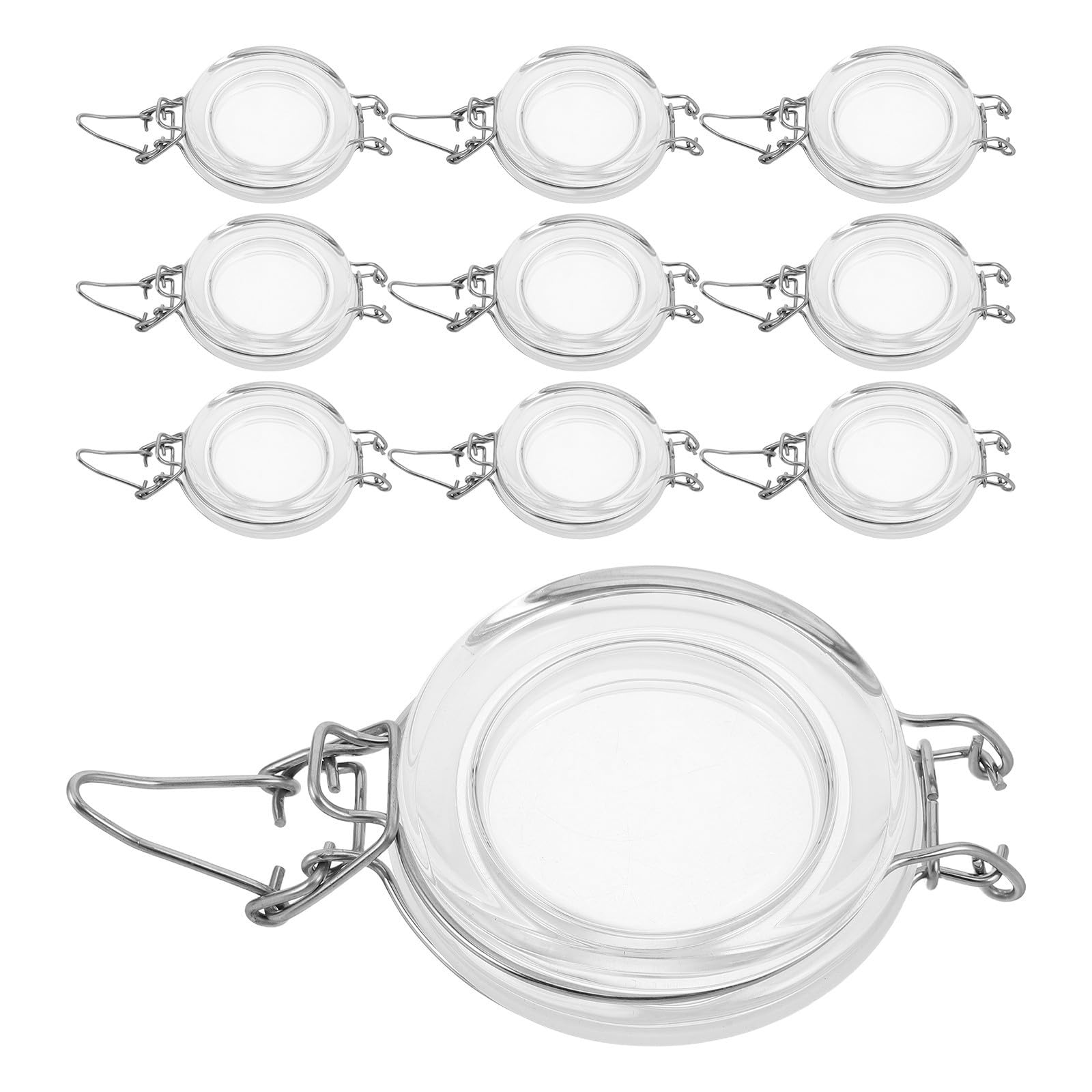 10 Stück Vorratsgläser mit Glasbehälter und Luftdichtem Bügelverschluss Glasdeckel aus Edelstahl für Küchenlagerung und Einmachen von Mehl oder Kaffee