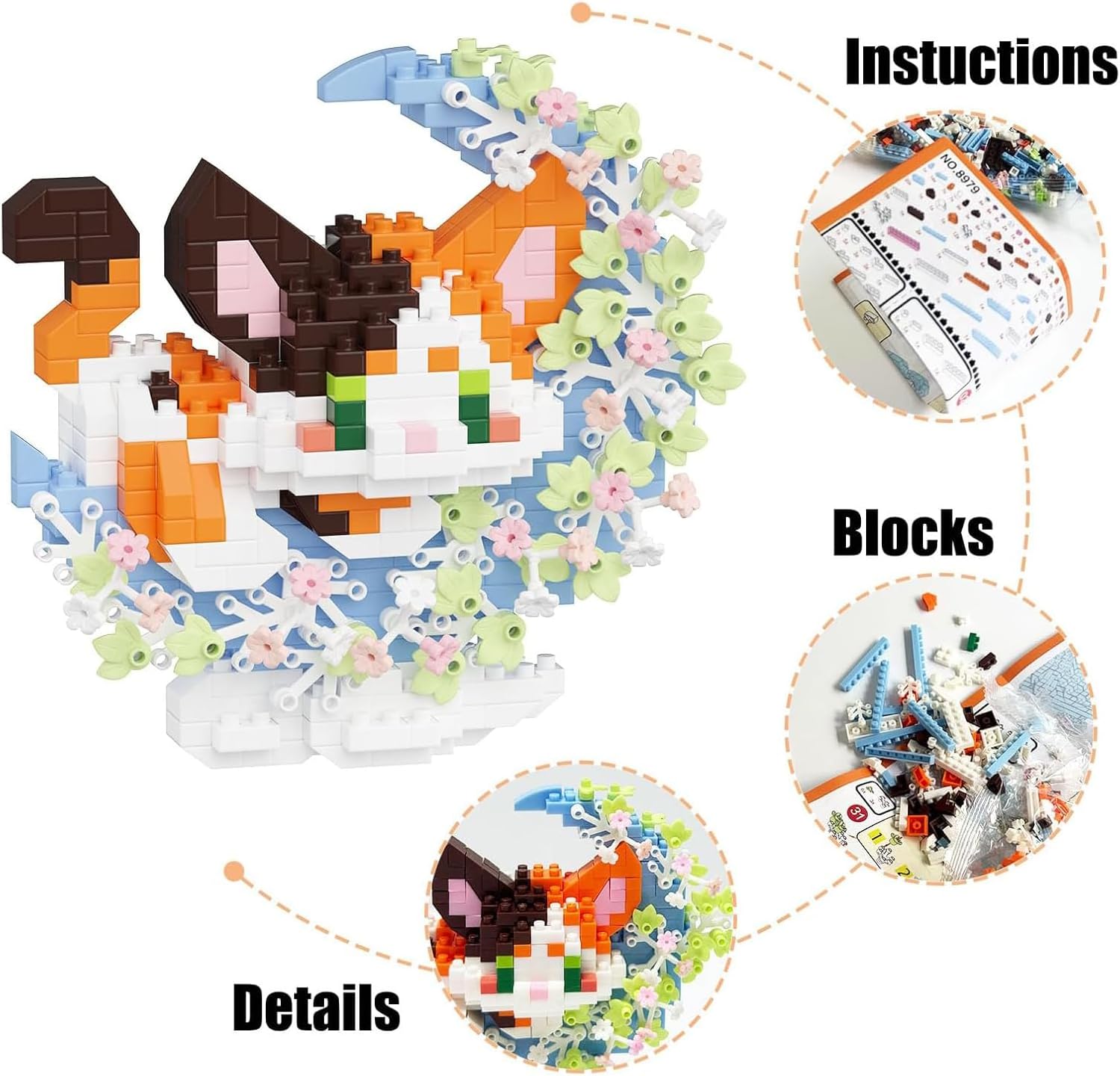 2 in 1 Micro Cat Building Block Set Animals for Adults, 2 Packs Cat Building Toy, Mini Goodie Bags Stuffers, Classroom Prizes, Animal Party Favor Toy