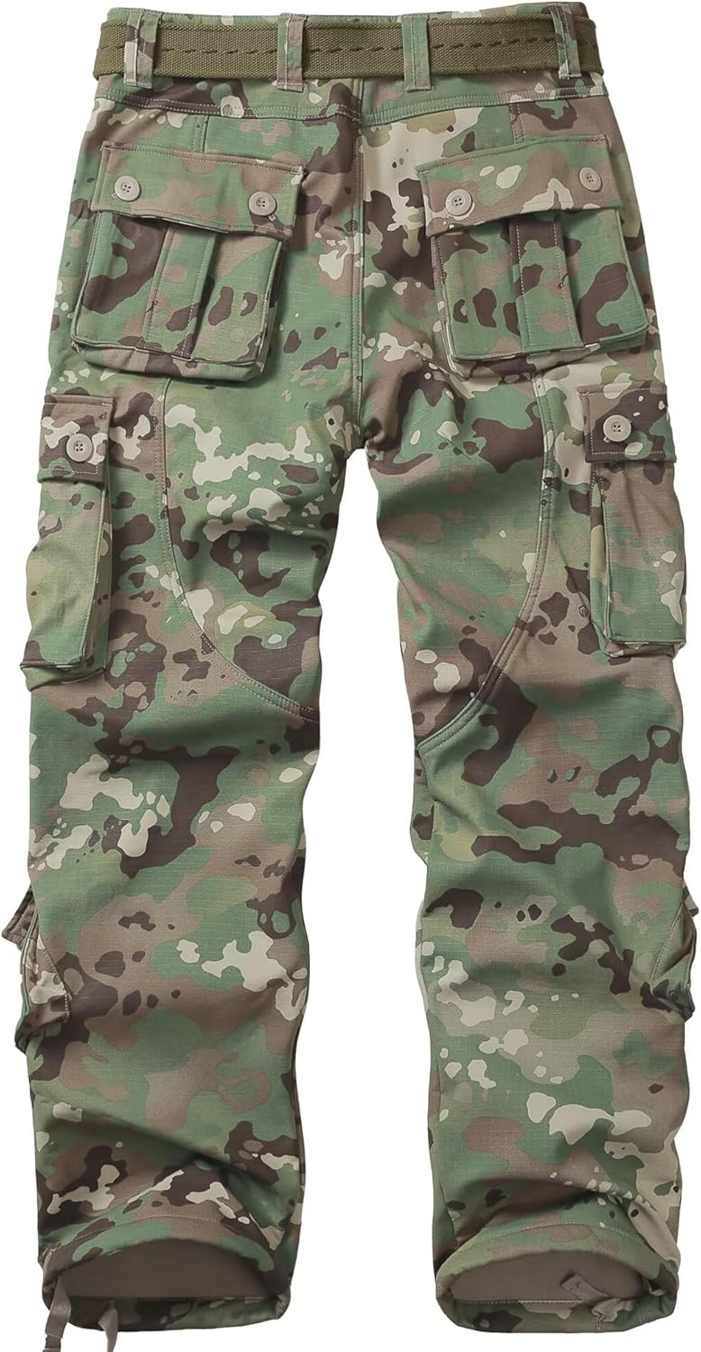 KOCTHOMY Men’s Fleece Lined Hiking Pants,Winter Outdoor Thermal Casual Work Cargo Pants with Multi Pockets, No Belt. - Image 2