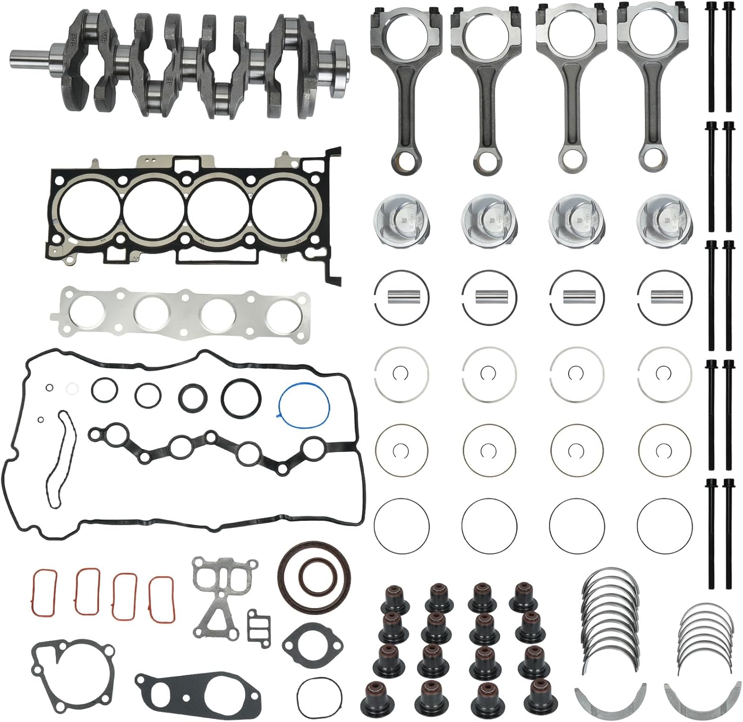 G4KJ 2.4L Engine Rebuild Kit with Crankshaft, Pistons, Con Rod Bearings & Head Gasket Set - For Kia Optima, Sportage, Sorento 2011-2020 / Hyundai Sonata, Tucson, Santa Fe 2011-2019
