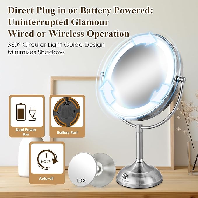 Espejo de Maquillaje VESAUR con Luz LED 11" Doble Cara 1x/5x miniatura 5