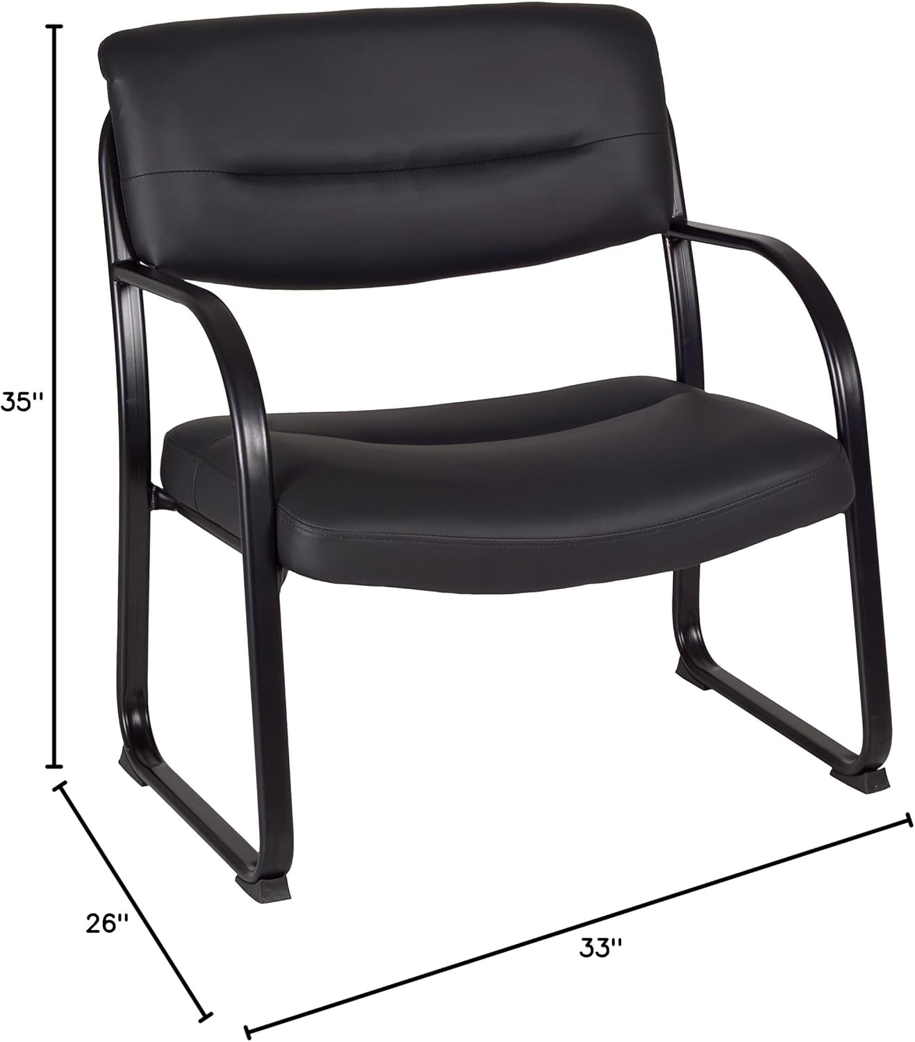 Romig Regency Crusoe Leather Side & Guest Chair, Big & Tall, Black