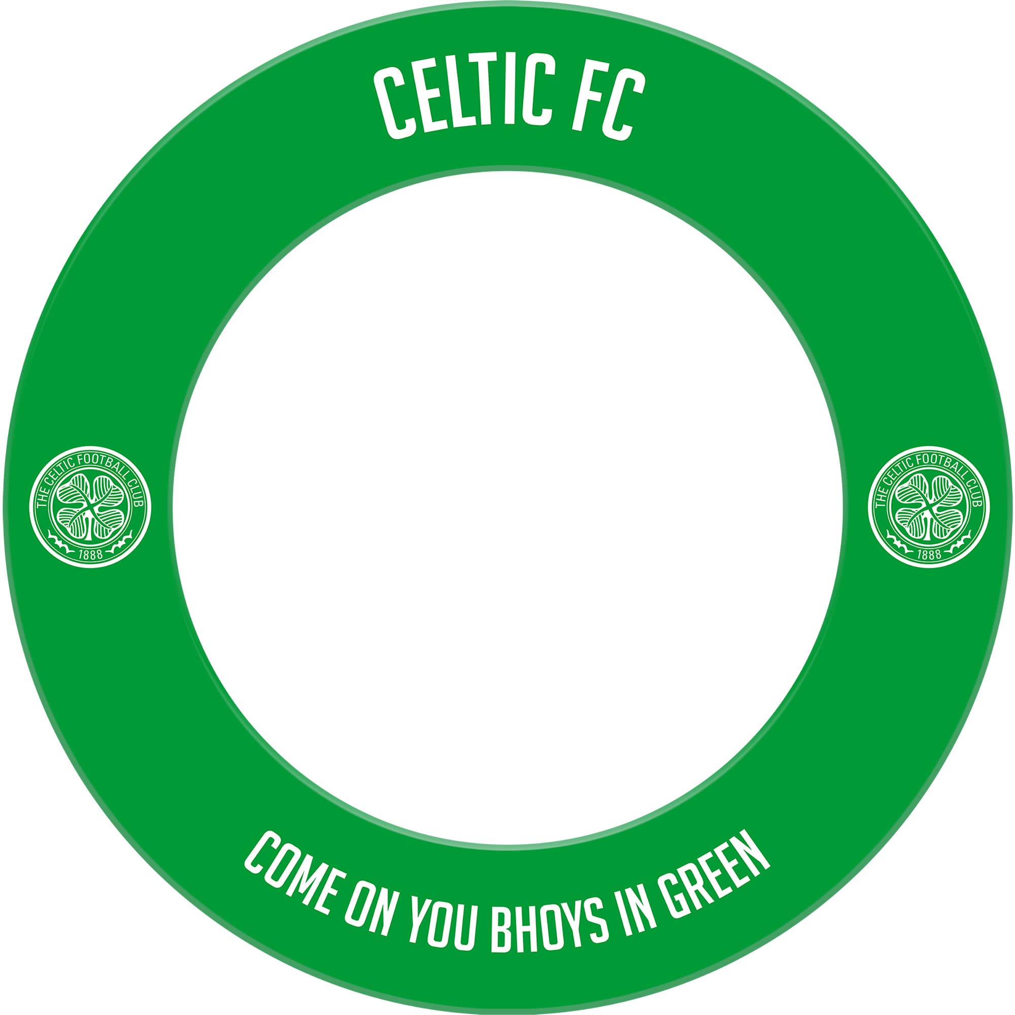 FOCO Officially Licenced Celtic Football Club Bhoys FC Dartbaord and Darts Surround, Crest, White/Green (SU207)