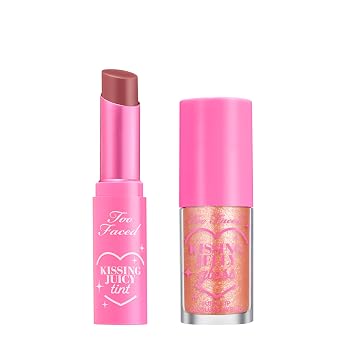 Too Faced Kissing Juicy Tint & Kissing Jelly Lip Oil Gloss - Cream Soda | Includes Kissing Juicy Tint For Lasting Color, 0.10 Ounce + Kissing Jelly Lip Oil Gloss For Moisture & Shine, 0.15 Fl Oz