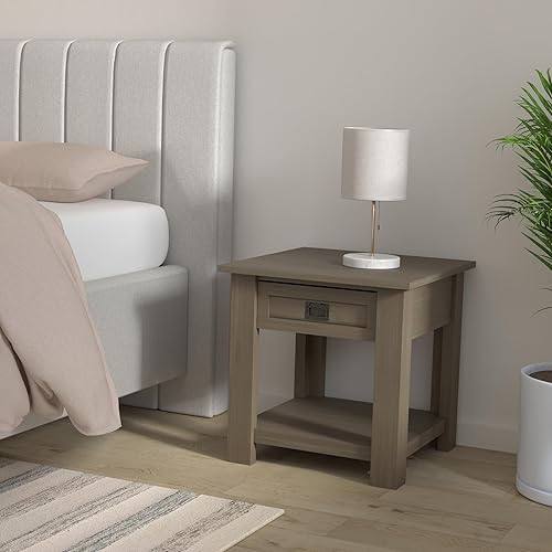 Miniatura 2 de SIMPLIHOME Monroe - Mesa auxiliar cuadrada rústica de madera de acacia maciza de 22 pulgadas de ancho en gris envejecido con almacenamiento, 1