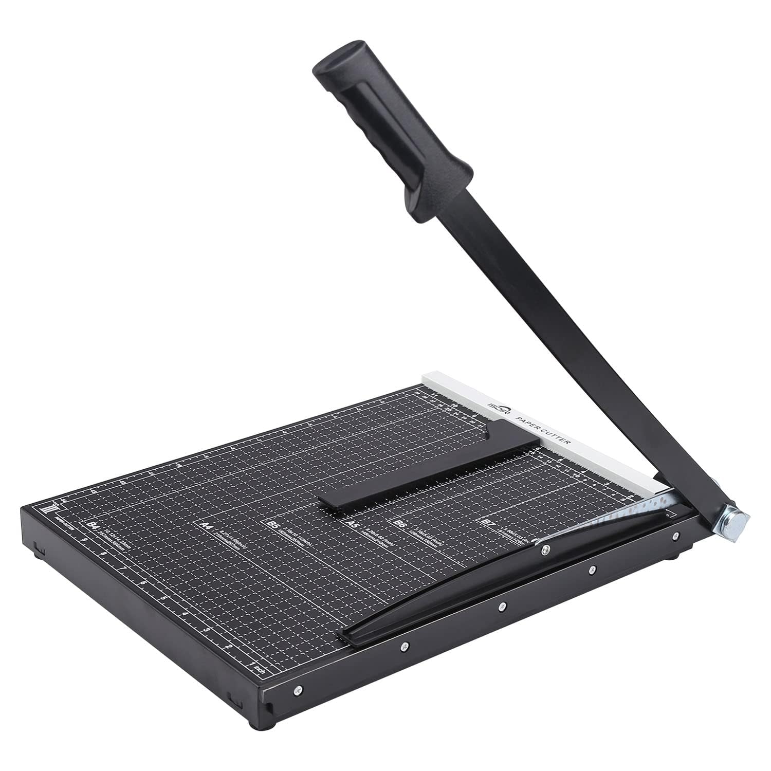 ISDIR 15" Guillotine Paper Cutter with Dual Pressure Bars, 15 Sheet Capacity, Magnetic Guide, Blade Lock, Heavy Duty Metal Base, for Cardstock, Crafts, DIY, Photos &amp; Office
