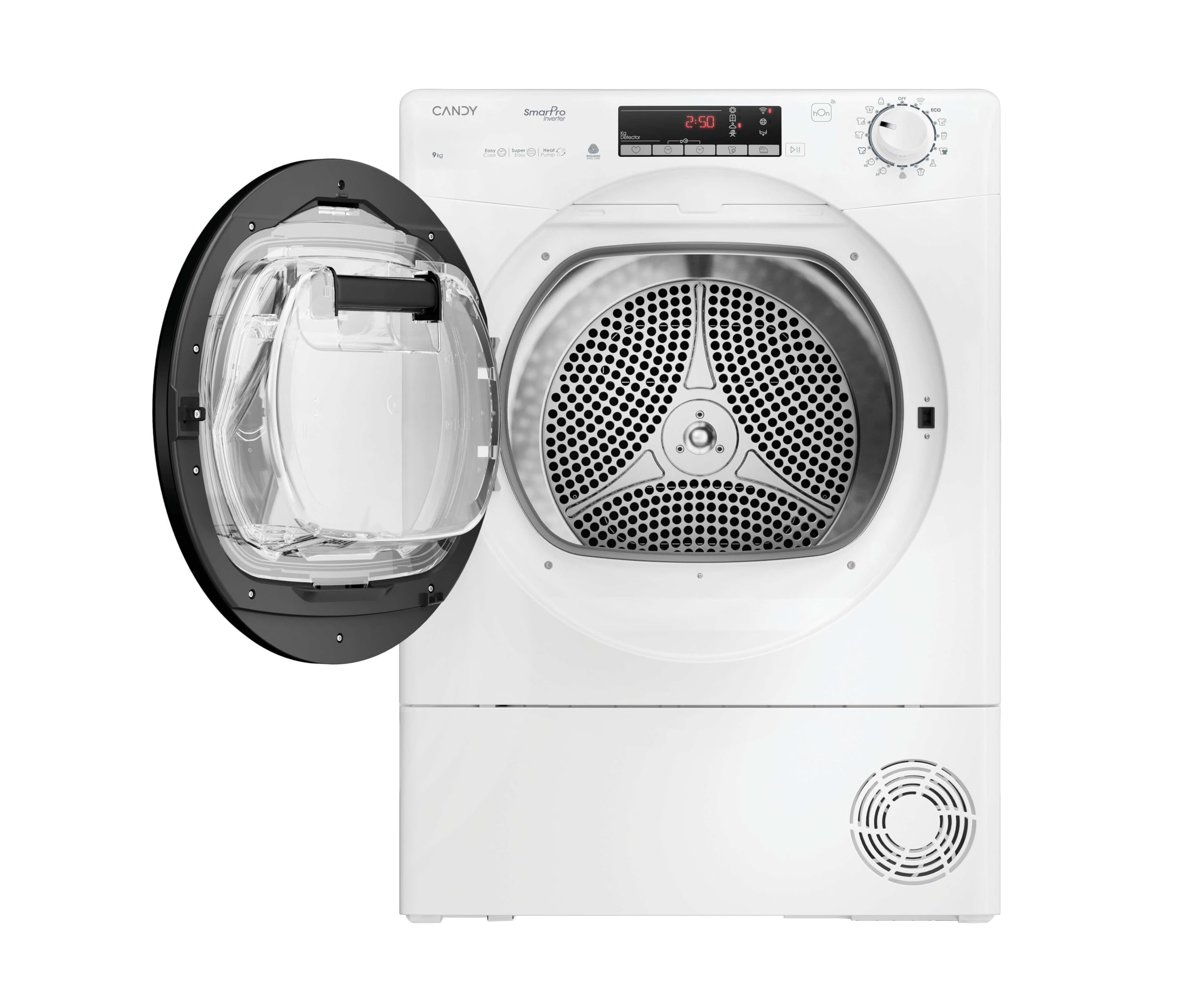 Candy Smart Pro Inverter, CRO EH9N4TBE-S, Asciugatrice 9KG con Motore Inverter, Classe B, 63dB, 14 + Oltre 40 Programmi aggiuntivi via app hOn, Bianco, AxLxP (cm): 85x59,6x58,5