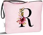 Vavabox A-Z Personalized Makeup Bag, Birthday Gifts for Women, Gifts for Best Friend, Bride Bridesmaid Cosmetic Bag (M, Black)