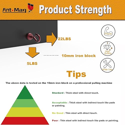 Miniatura 9 de Ant Mag Ganchos magnéticos fuertes de 100 libras + fuerza de tracción de neodimio ganchos perchas resistentes utilizados para el hogar cocina