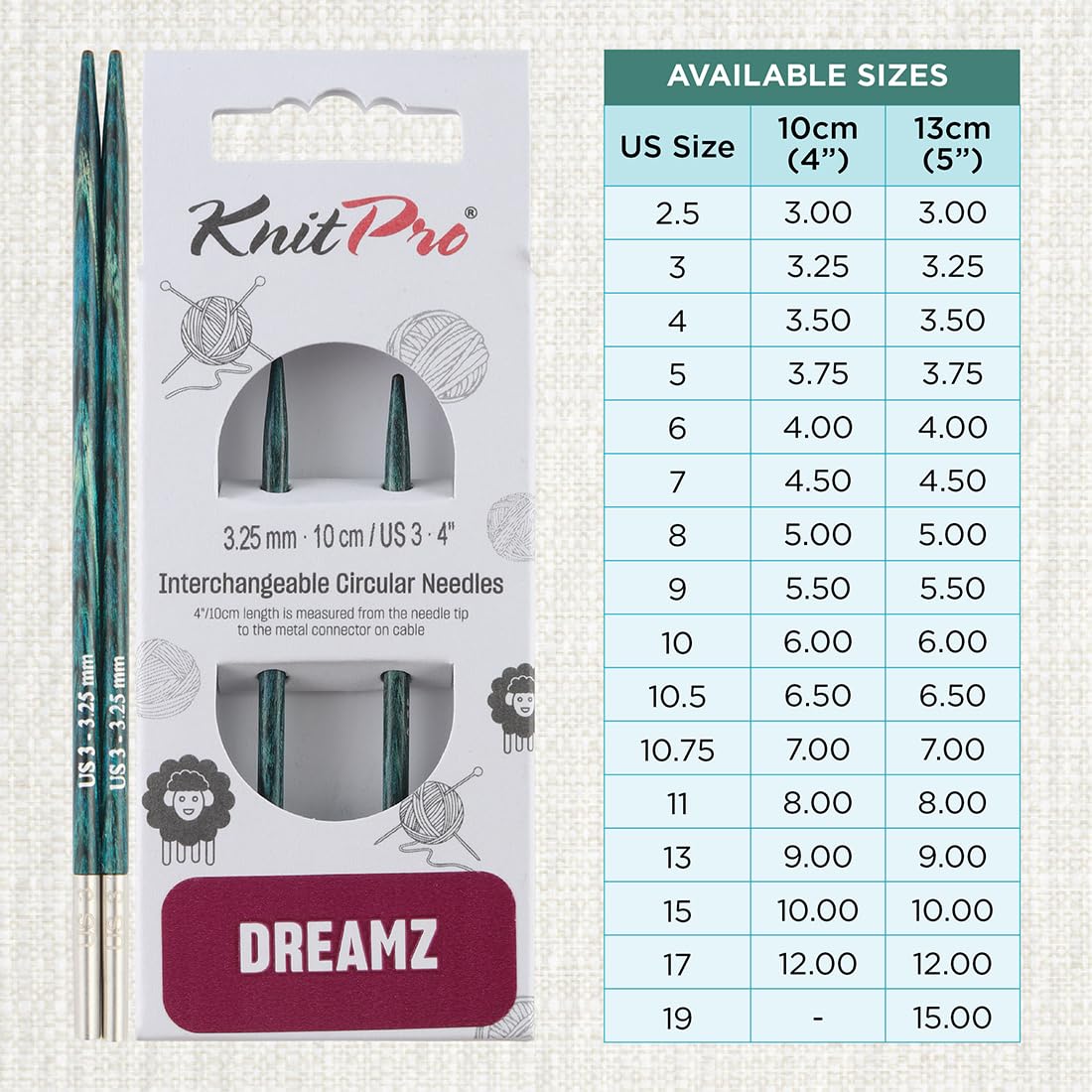KnitPro Dreamz Interchangeable Circular Needles 4" (10cm), Royale Blue, 3.25mm - Image 4