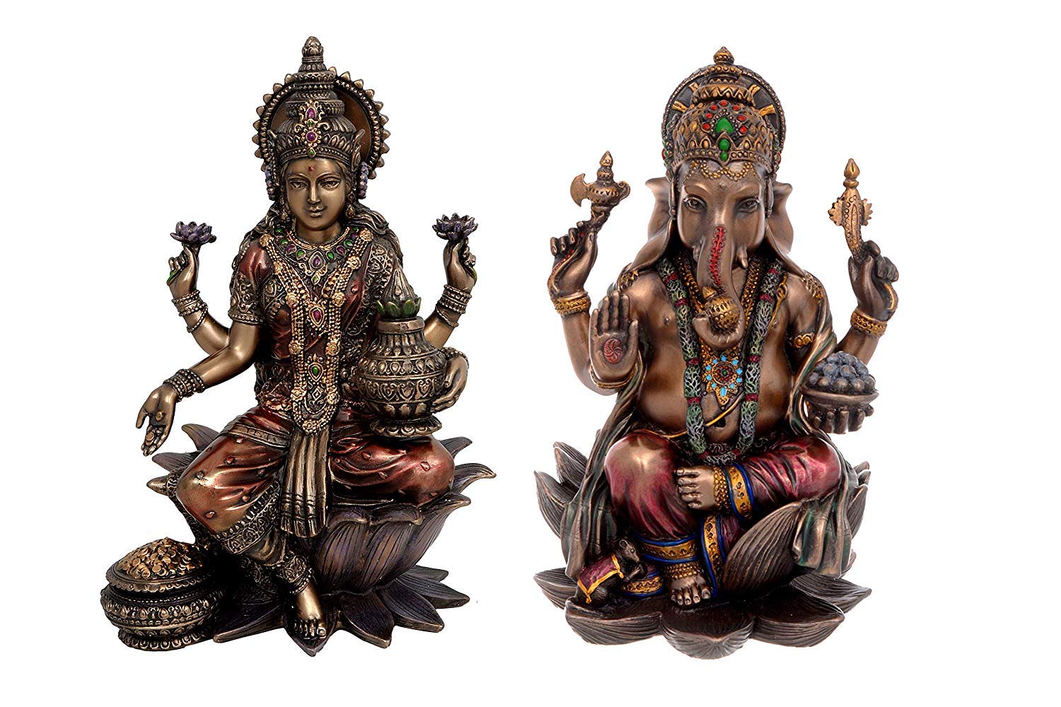 Idol Collections Bonded Bronze Lakshmi Ganesha, Height : 8.5"| Home Decor
