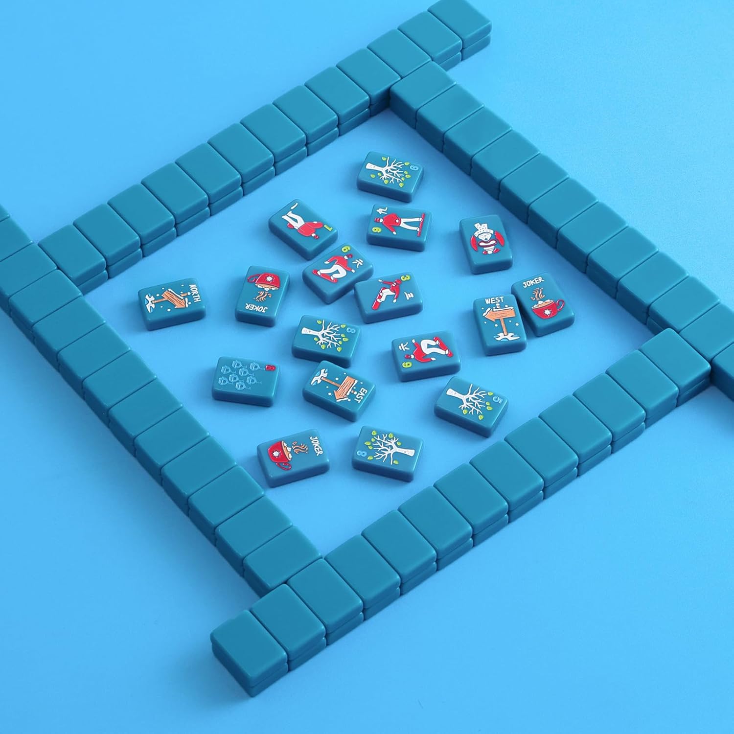 American Engraved Mahjong Game Set with White Carrying Bag and Accessories, 160 Acrylic Mahjong Tiles