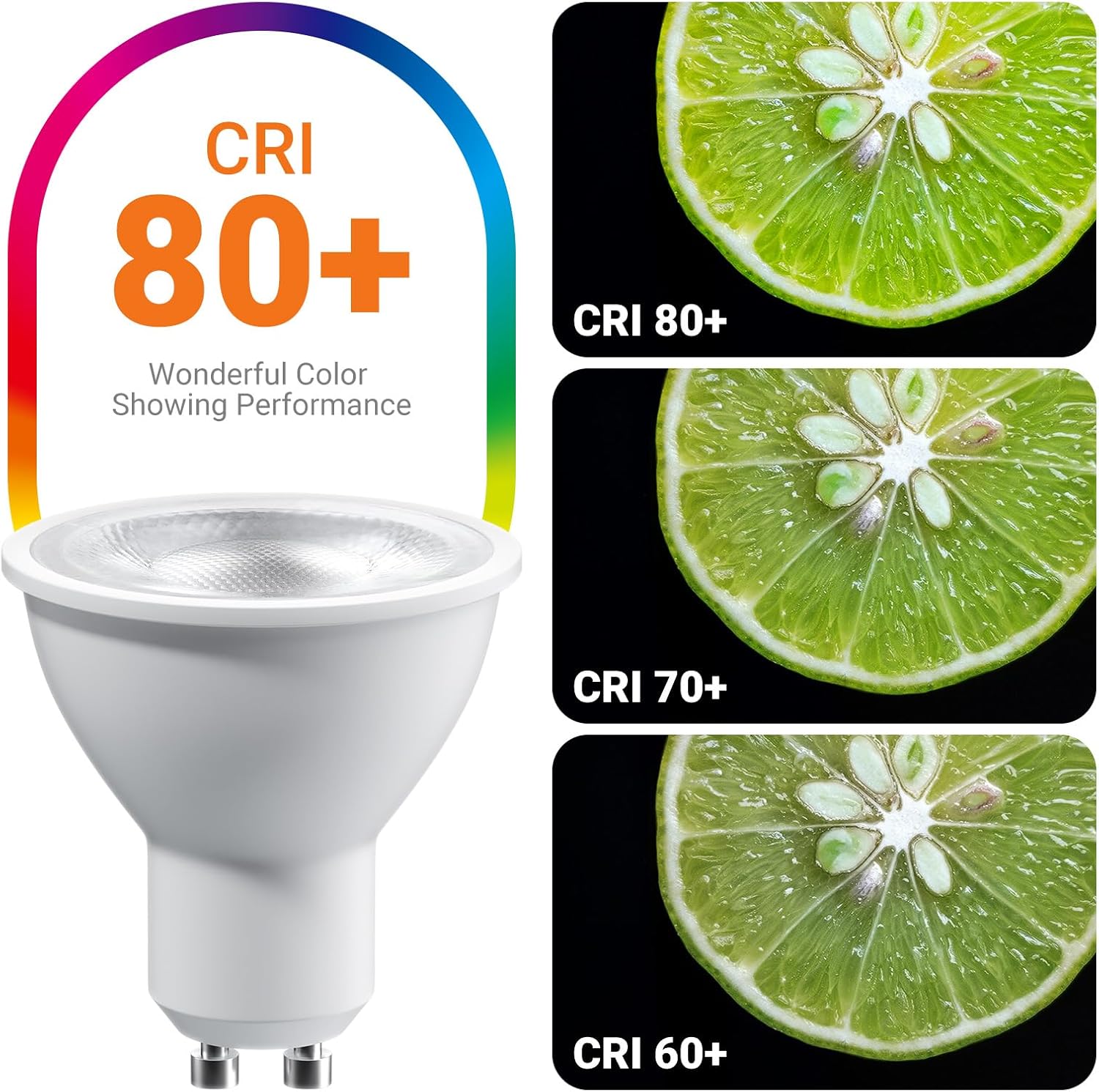 GU10 LED Bulbs Dimmable, Light Bulb 3000K Warm White, 630LM LED Spotlight Bulb 7W(50W Halogen Equivalent) Track Lighting Bulb for Kitchen, Range Hood, Bedroom, 6 Pack