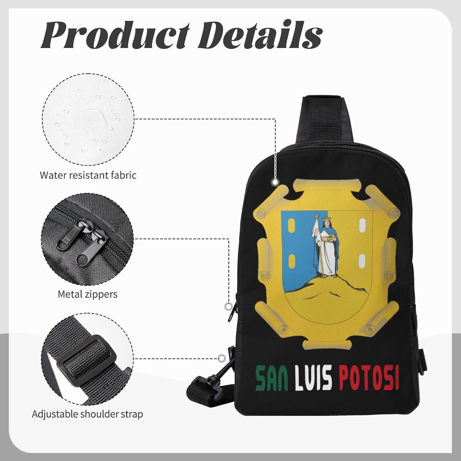 San Luis Potosi Mini Crossbody Sling Backpack Shoulder Chest Bag Daypack for Hiking Traveling