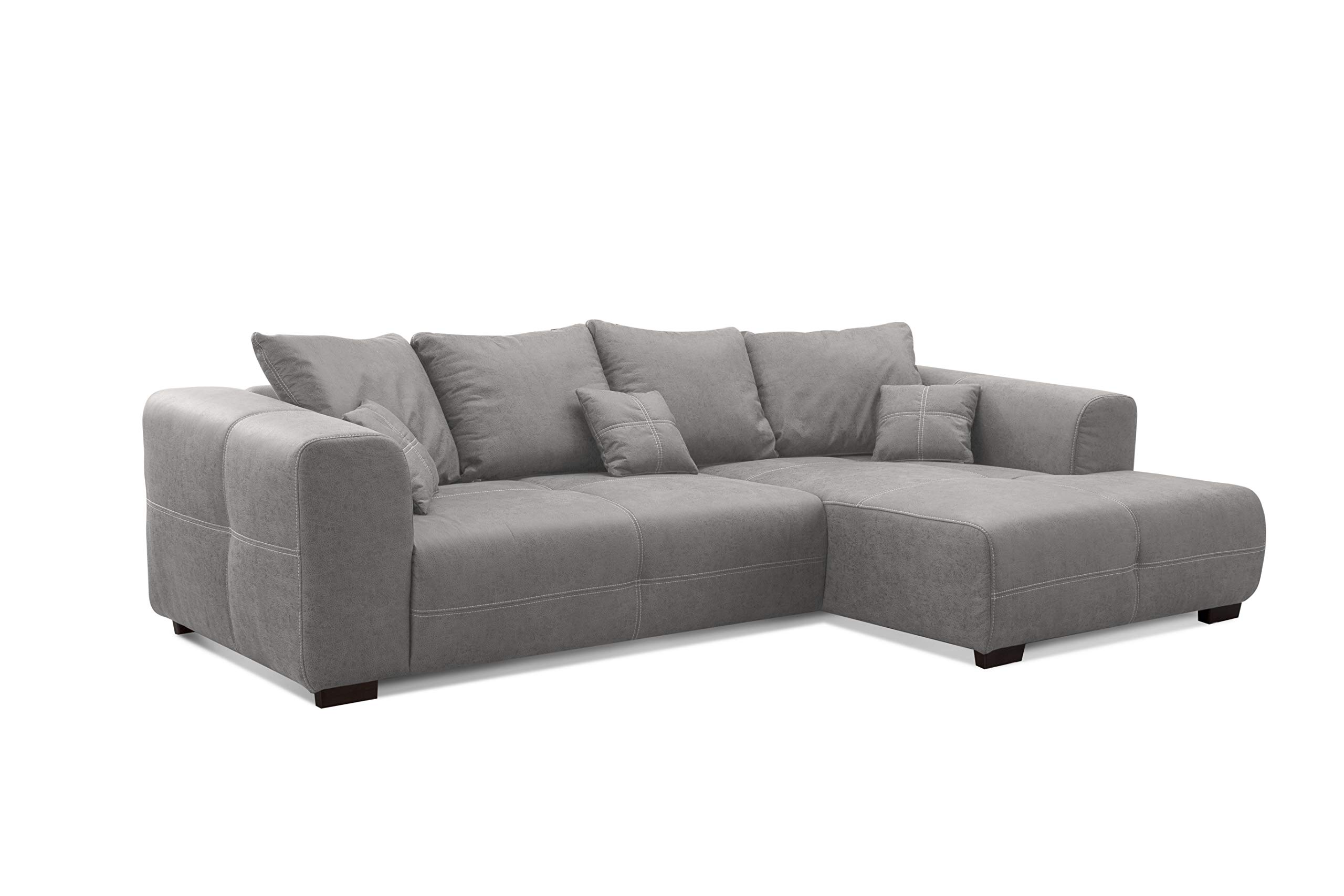 CAVADORE Mavericco Canapé d'angle XXL avec Coussin Gris 285 x 69 x 170 cm