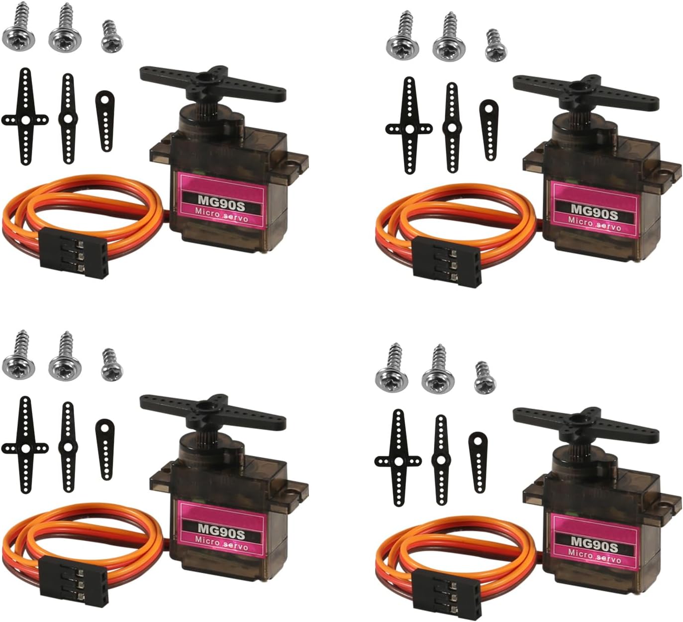 4Pcs MG90S Micro Servo Motor 9G Servo Geared Micro RC Servo Motor Smart Robot 360 Degree Compatible with Raspberry Pi Project Car Helicopter Airplane Boat