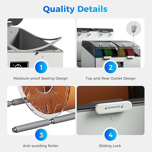 Miniatura 8 de Secador de filamento oficial Creality con 4 carretes para regalos de Navidad, caja de almacenamiento de filamento Space Pi X4L, temperatura máxima