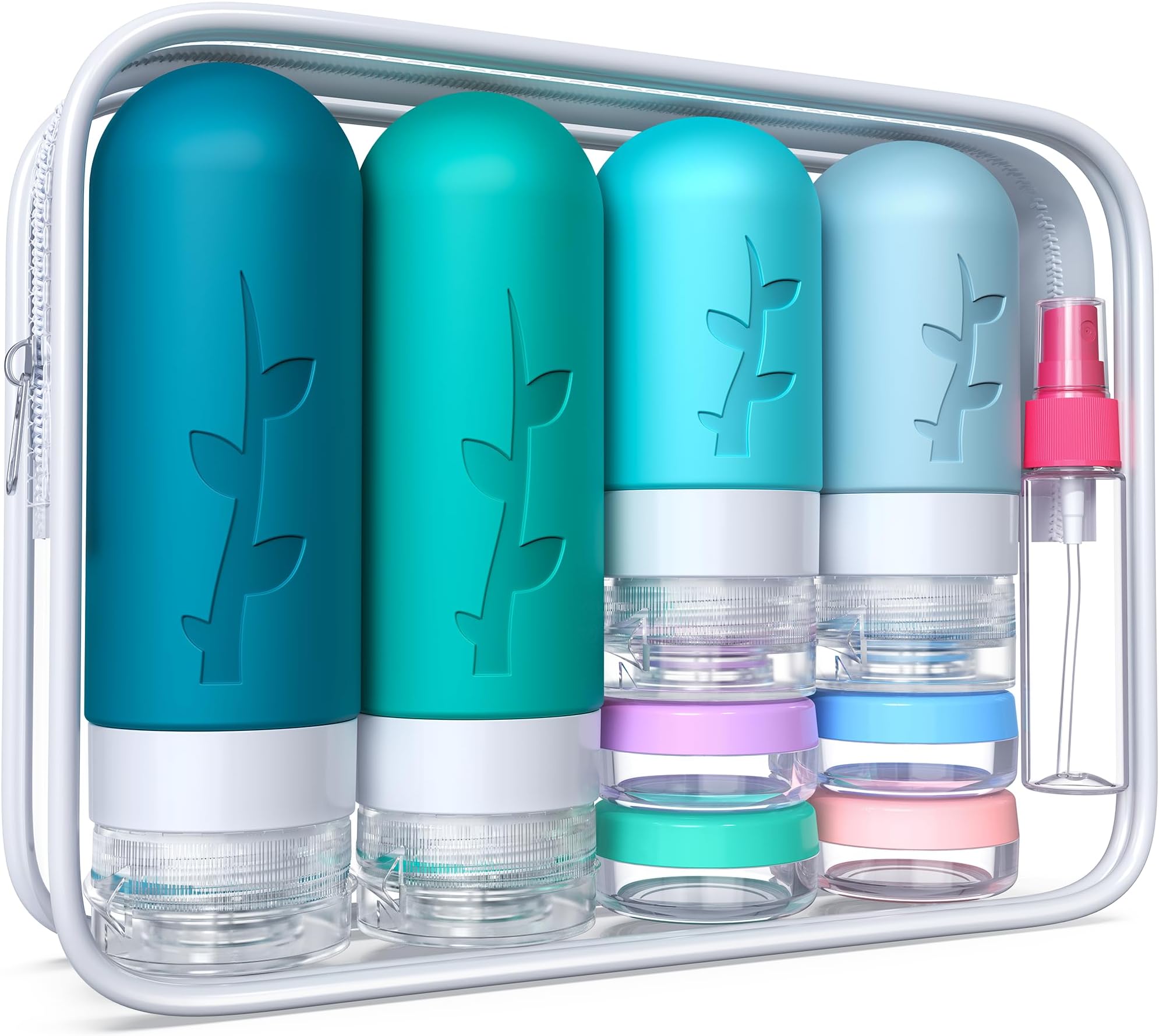 18 Pack Travel Bottles for Toiletries - TSA Approved Silicone Containers, Leak Proof Refillable Liquids Shampoo & Conditioner Essentials