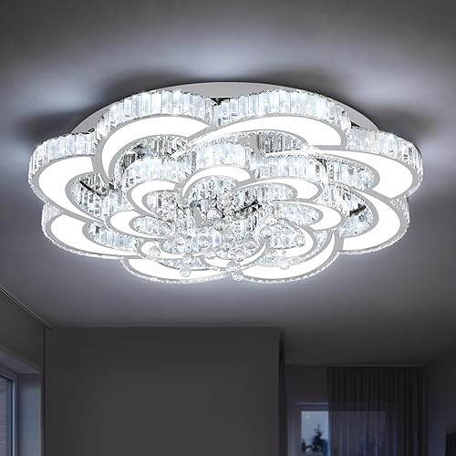 Lámpara de techo moderna K9 de 32 pulgadas de diámetro, lámpara LED regulable para sala de estar, comedor, dormitorio