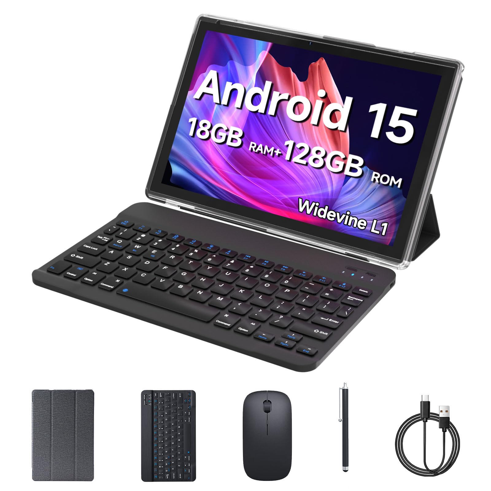 Amazon.com : Android 15 Tablet, 10 inch 2 in 1 Tablets with