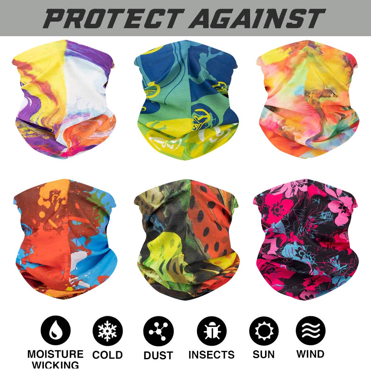 Magic Headbands Headwear for Women Wide Head Wrap Seamless Bandana Scarf UV Resistence for Sport,Yoga,Hiking,Workout Multifunction 6PCS Painting 3