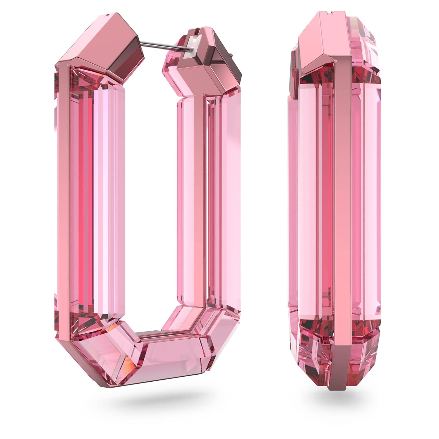 SWAROVSKI Lucent hoop earrings Pink Rhodium Finish