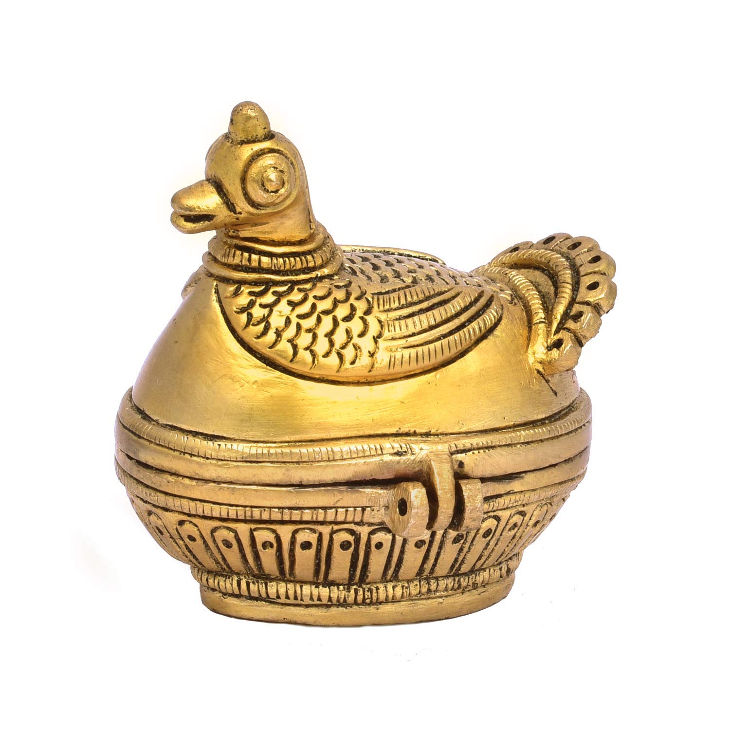 The Advitya Caja pequeña de latón con forma de pavo real, tamaño estándar, XS, color dorado