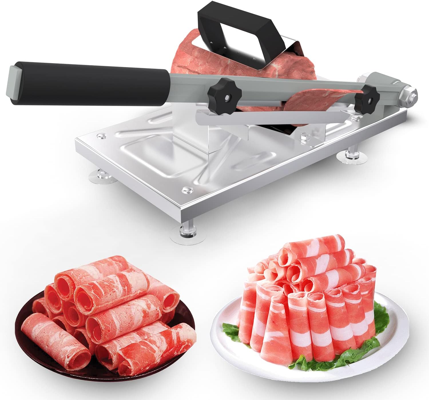 Koconic Stainless Steel Food Slicer,Manual Frozen Meat Slicer Beef and