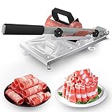 Stainless Steel Food Slicer,Manual Frozen Meat Slicer Beef and Mutton Roll Meat Cleavers Machine for Home Cooking of BBQ Hot Pot Slicer+Spare Blade+ Meat roll bags