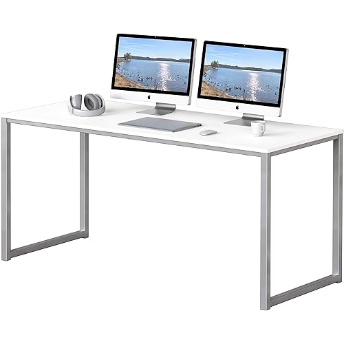 SHW Home Office 55-Inch Computer Desk, 24" Deep, White