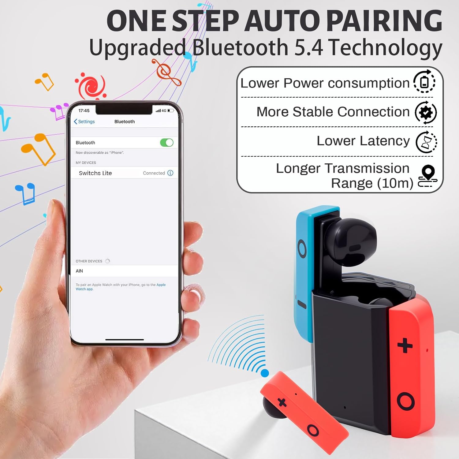 Wireless Earbuds for Kids Adults,Comfortable Wireless Earphones Ergonomic Fit Design,15m Range ANC Gaming Earphones with 30H Playtime,Smart Touch Control Ear Buds (Red/Blue) for Gifts - Image 5