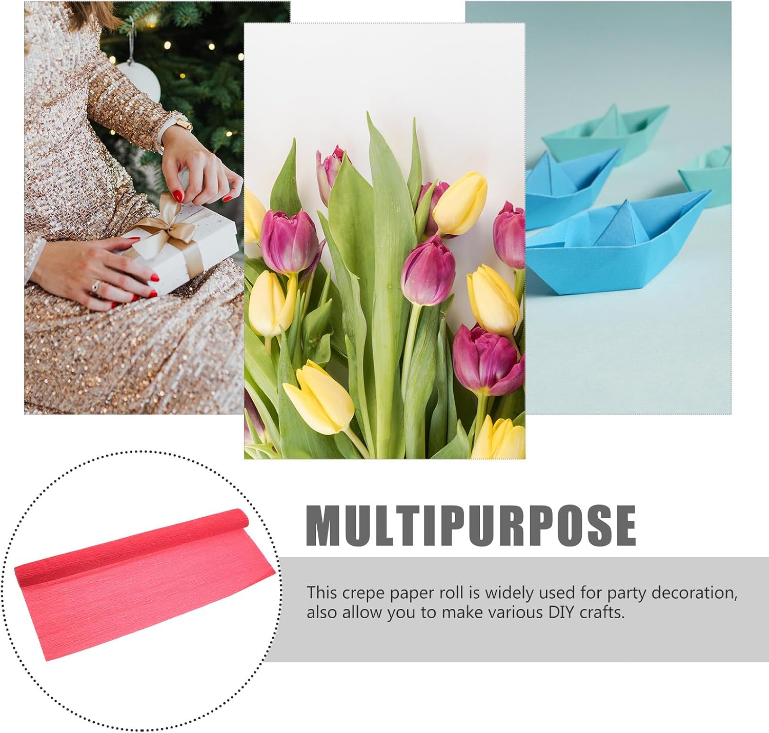 MUELODSIC Crepe Paper Thickened Colored Wrapping Floral Crepe Paper for Wedding Crafting DIY Flowers Decorations Party Art Supplies Red