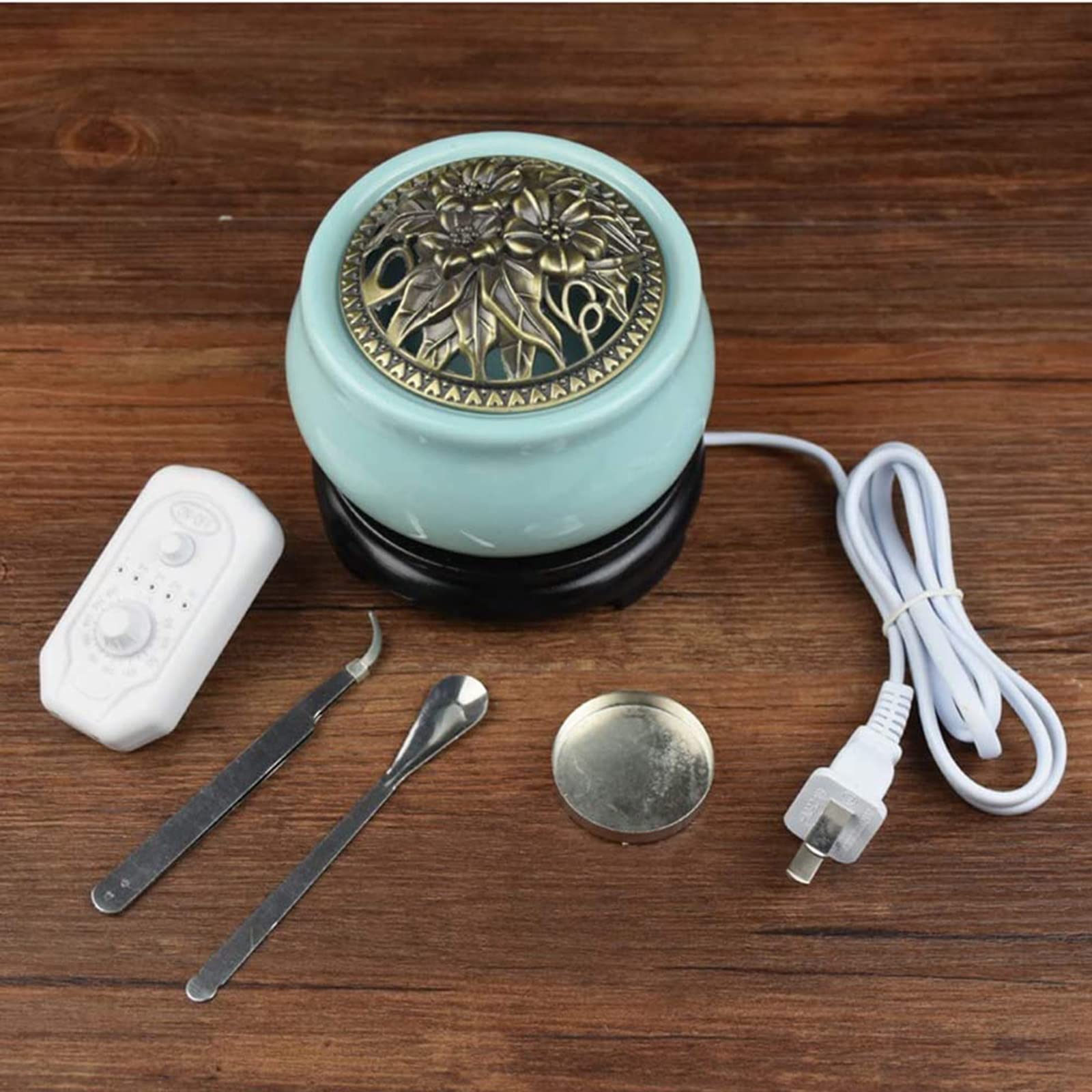 Bruciatore di incenso elettrico ceramico, Bruciatori per oli essenziali regolabili a temperatura, diffusori di frankincence Resina Agarwood Candele Portaincenso, Home/UFFICIO/BAR Titolare di incenso