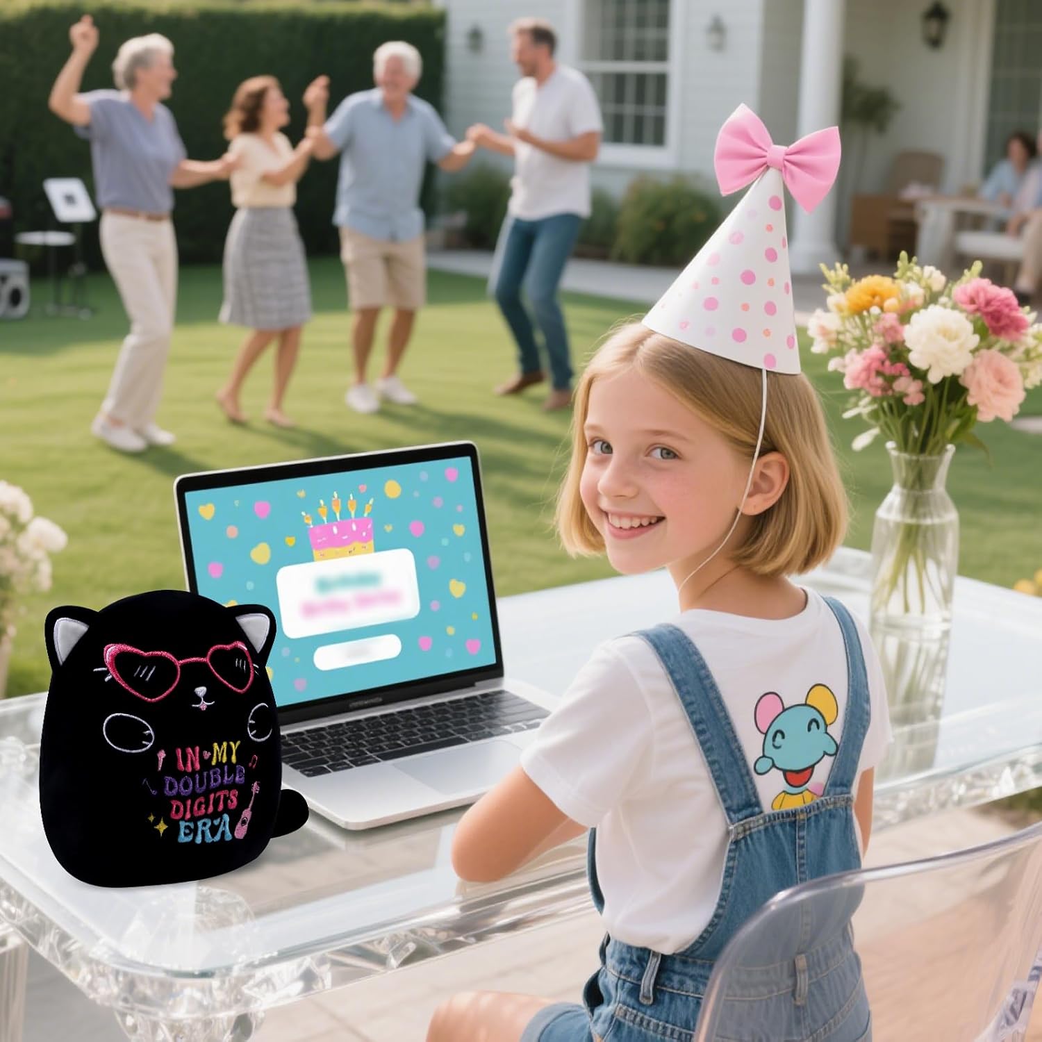 Black Cat 10th Birthday Stuffed Animal, 8 Inches Double Digits Birthday Plush Toy, in My Double Digits Era Plushies Gift Party Favors