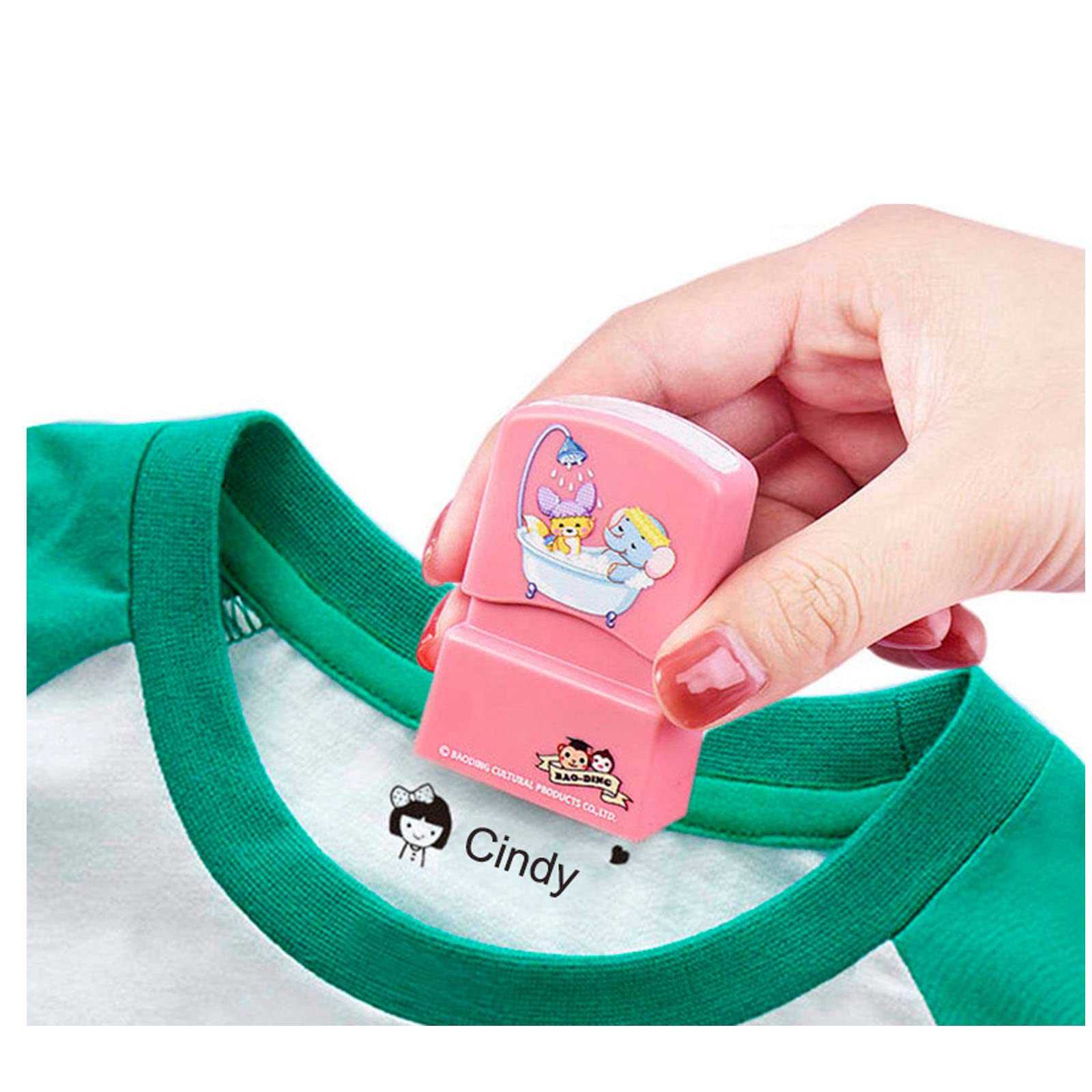 Personalized Waterproof Stamp Personalized Name Stamp Self Inking Kid Name Stamp Custom Seal Kid Label School Waterproof Clothe Stamp Stamper Multipurpose Children's Clothing Labels (Pink)