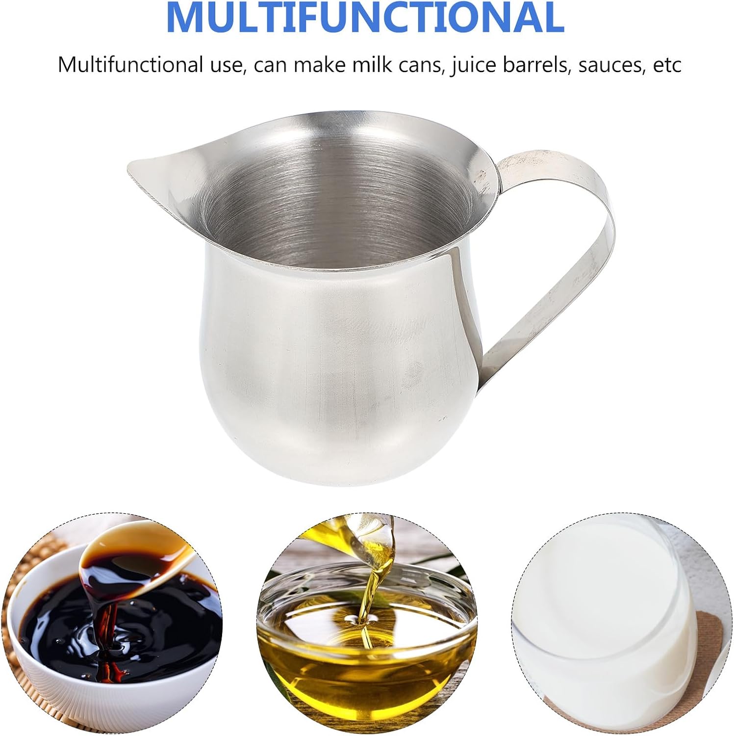 BESTYASH Stainless Steel Milk Frothing Pitchers 90ml 3oz Multipurpose Sauce Cups Coffee Creamer Jugs Set of 6 for Home Kitchen Coffee Station Accessories