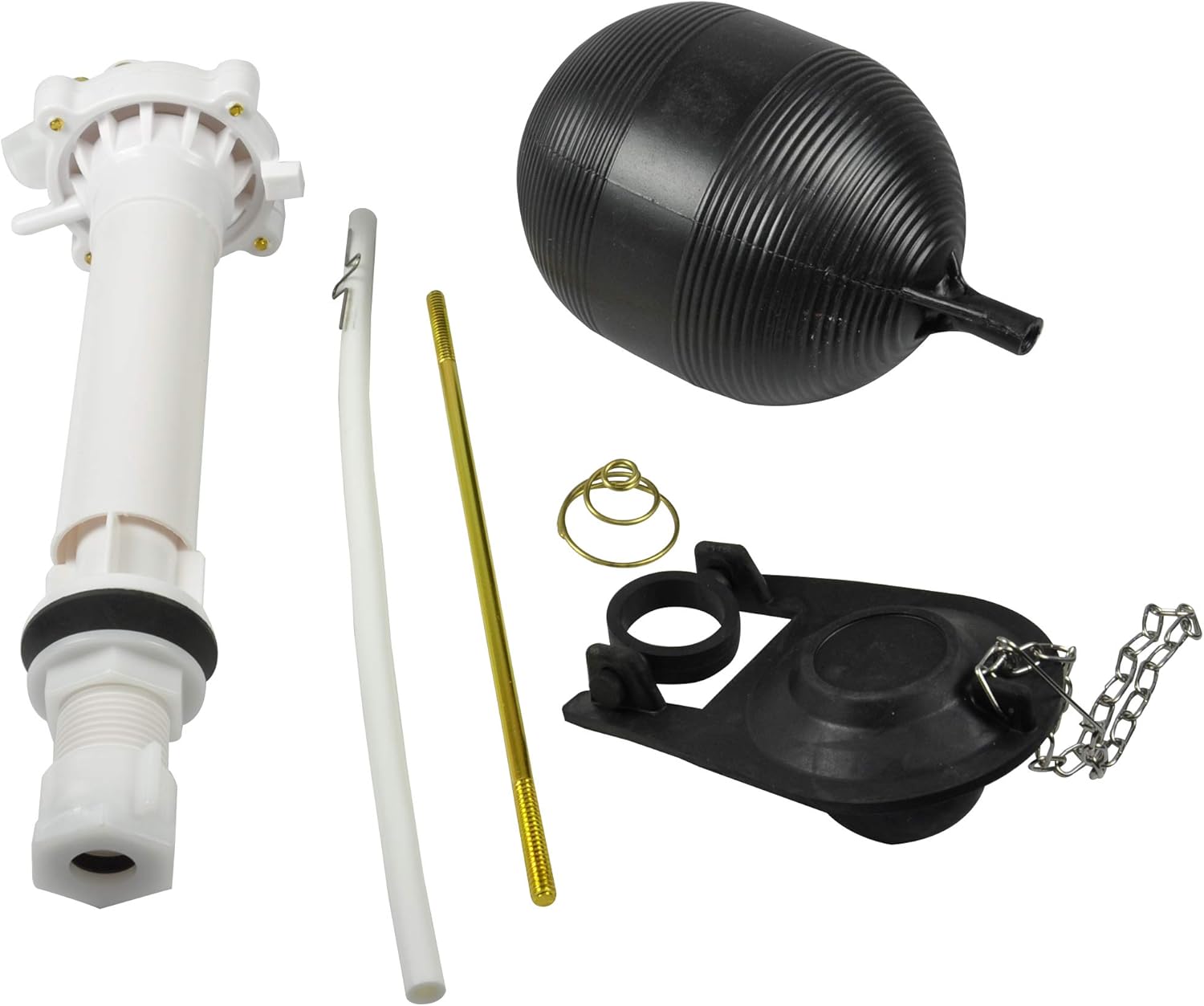 Danco Complete Toilet Repair Kit, Fill Valve, Flapper, Rod, Float Replacement (80816), White