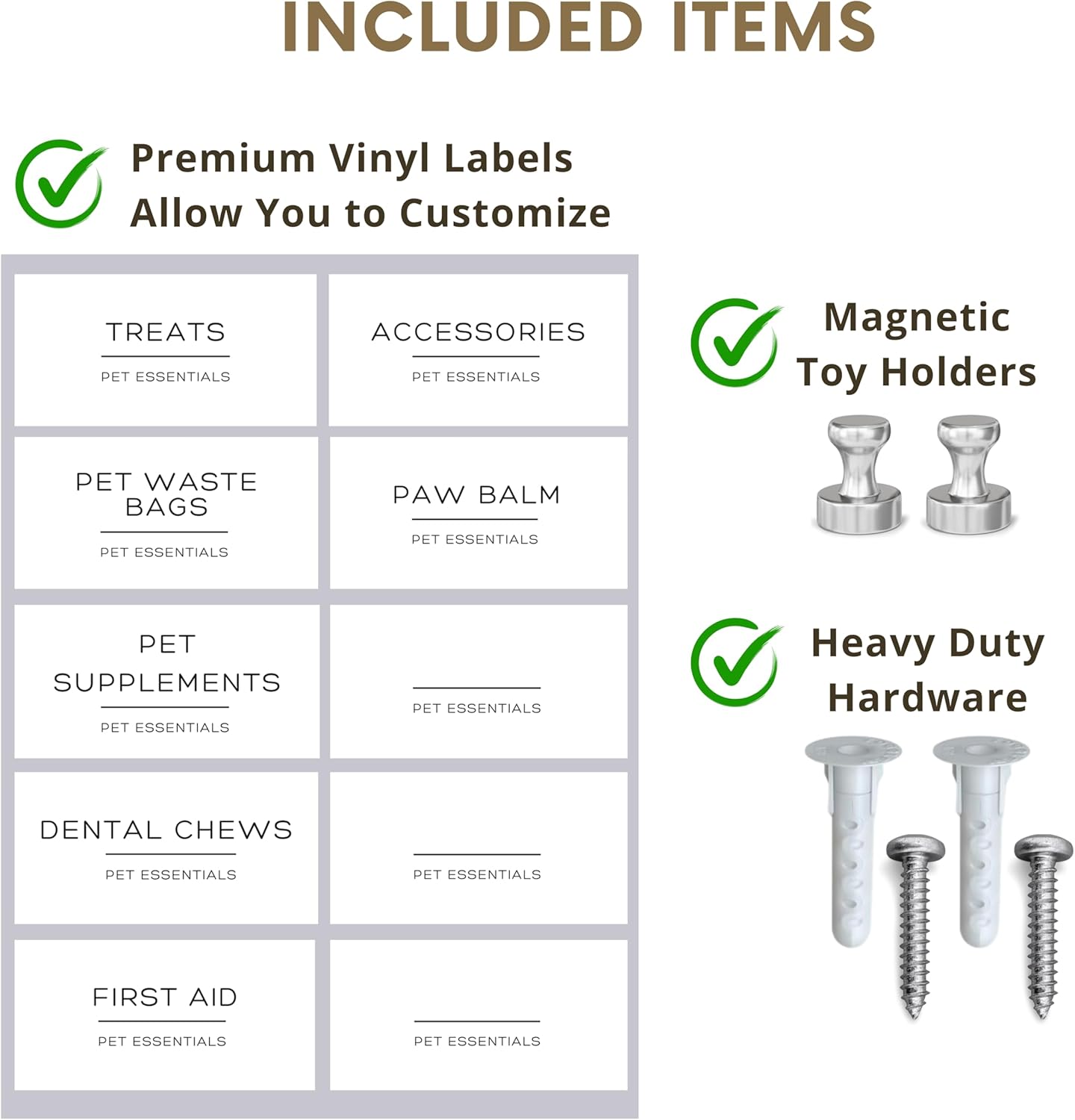 Dog Treat Holder For Wall Storage For Pets, Premium Pet Wall Organizer, Includes Two 32oz Airtight Dog Treat Jar, 3 Sets of Triple Hooks, Sturdy Shelf in Designer White