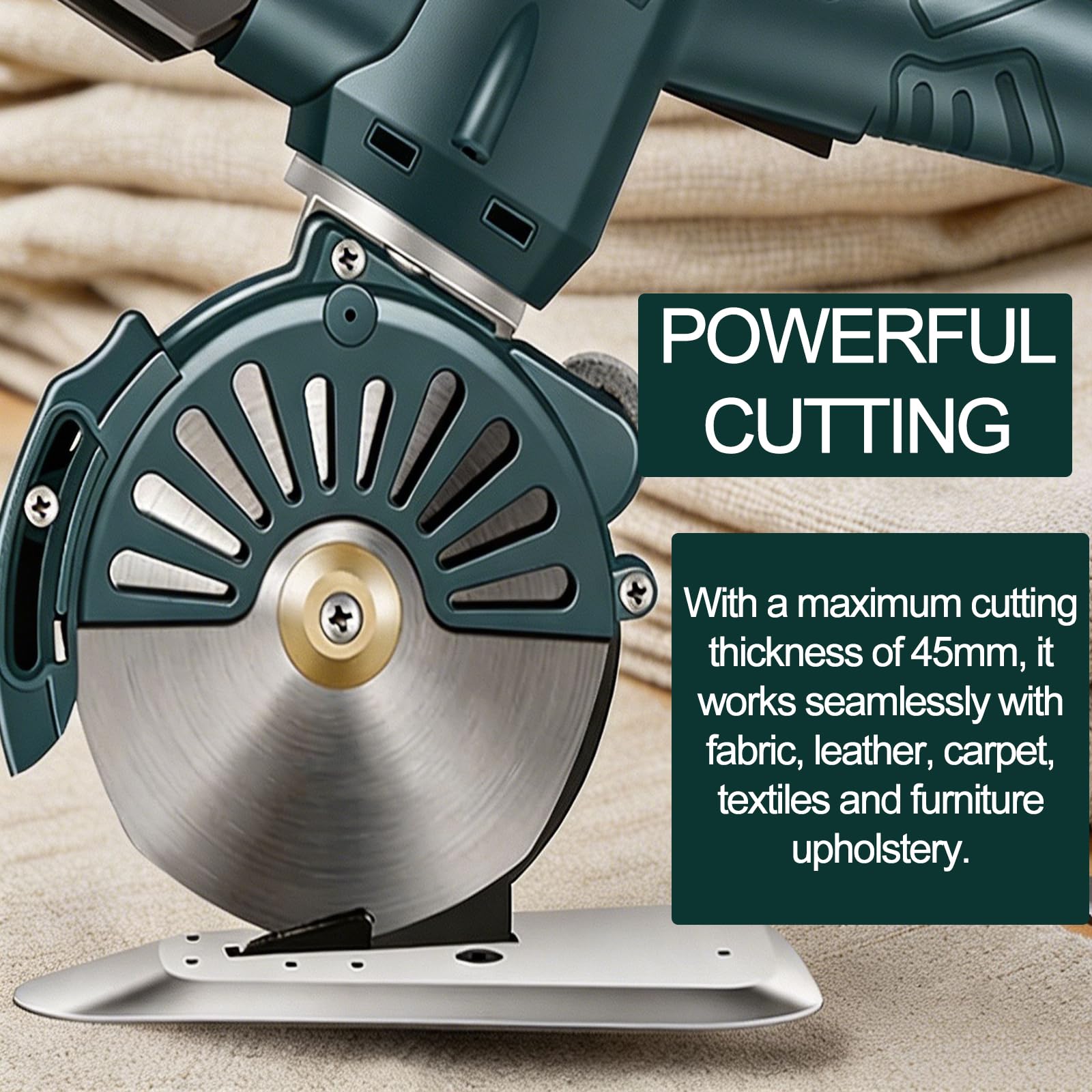MObyat Cortadora Rotativa Eléctrica Inalámbrica De Tela De 1400 RPM, con Afilado Automático, Grosor Máximo De Corte De 45 Mm, para Tapicería De Cuero Y Alfombras
