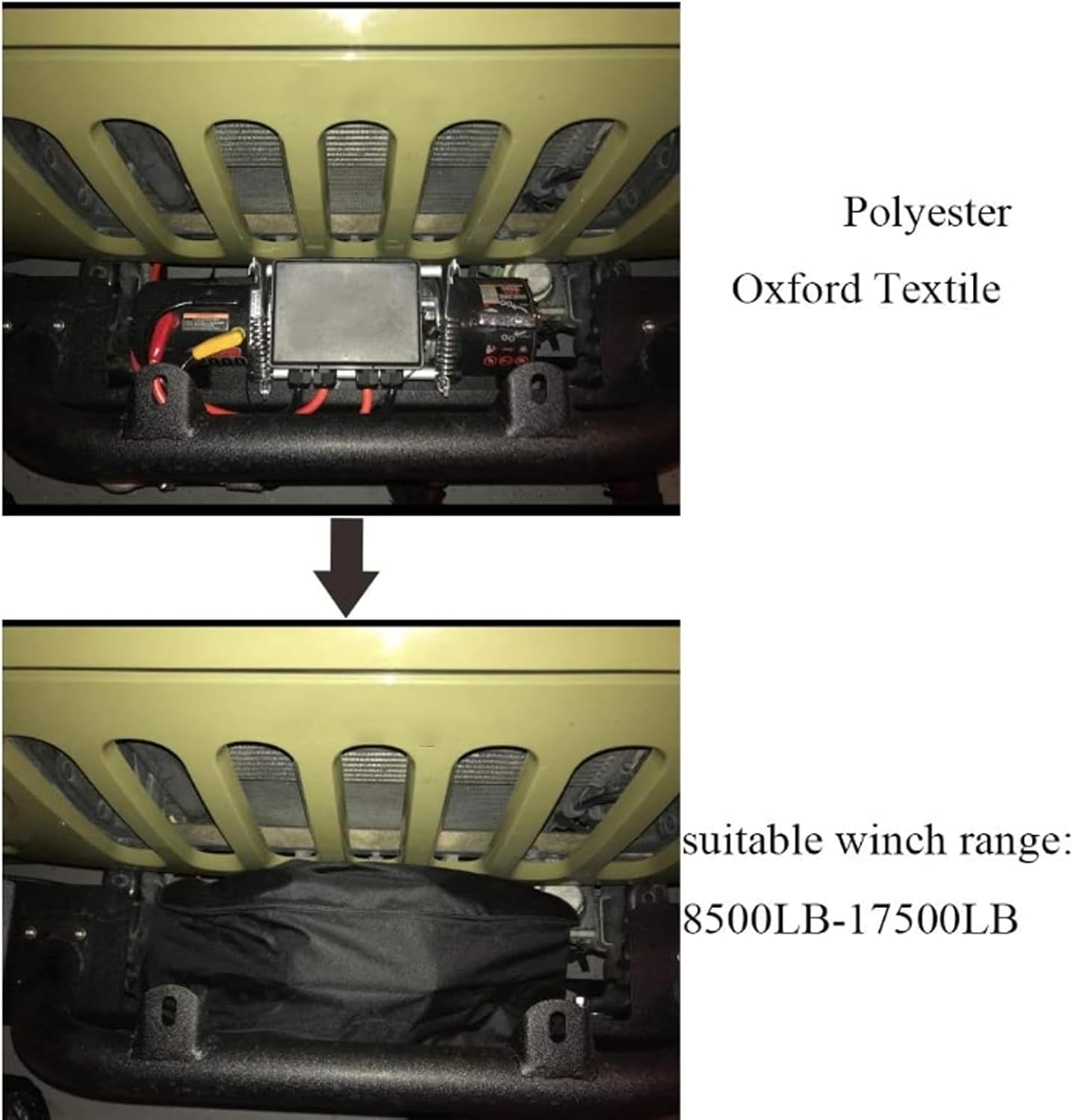 Winch Cover, Waterproof Badlands Elastic Design Protection Cloth for Electric Winches 8500-17500 Lbs (21.5” x 9.5” x 7.5”)